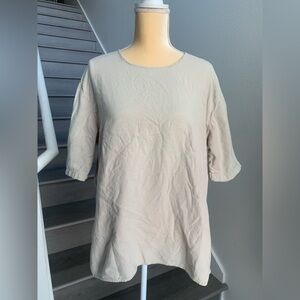 California Drawstrings Beige Women's Linen Top